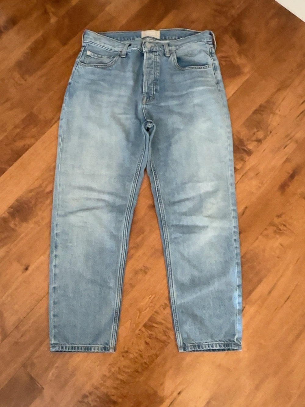 Everlane Summer Slouch Jeans 28 Light Wash Organic Cotton Button Fly